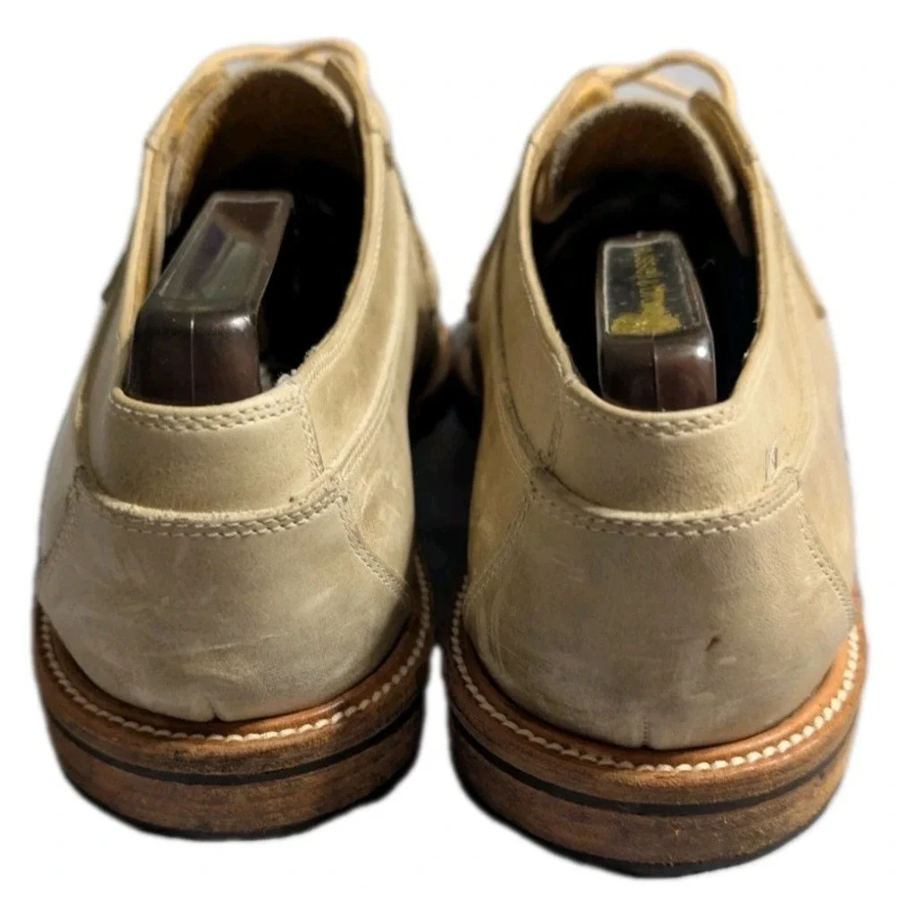 Bally Lyndon Styleflex Split Toe Derby Shoes Mens 8.5 M Cream Leather Made Italy